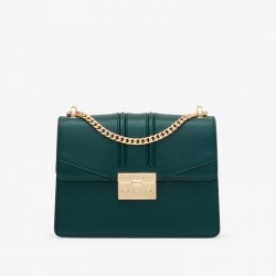 Charles Keith Chain Flap Shoulder Bag Dark Green